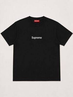 Supreme Black Tee with Center White Logo